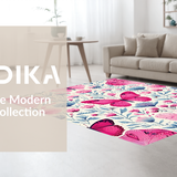 Ultra Soft Area Rug, Non Slip, Stain Resistant, Washable Area Rugs for Living Room, Bedroom, Soft Pastel Botanical Elegance(Pink)