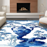 Ultra Soft Area Rug, Non Slip, Stain Resistant, Washable Area Rugs for Living Room, Bedroom, Chinoiserie Floral Elegance Motif(Blue)