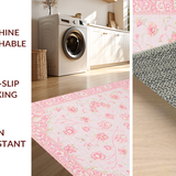 Ultra Soft Area Rug, Non Slip, Stain Resistant, Washable Area Rugs for Living Room, Bedroom, Vibrant Pink Floral Motif(Pink)