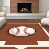 Ultra Soft Area Rug, Non Slip, Stain Resistant, Washable Area Rugs for Living Room, Bedroom, Rustic Vintage Baseball Motif(Brown)