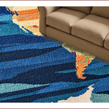 Ultra Soft Area Rug, Non Slip, Stain Resistant, Washable Area Rugs for Living Room, Bedroom, Modern Satellite View Round Classroom Rug(Blue)