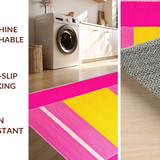 Ultra Soft Area Rug, Non Slip, Stain Resistant, Washable Area Rugs for Living Room, Bedroom, Charming Bright Colorful Pattern(Pink)