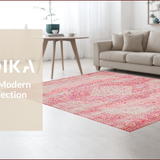 Ultra Soft Area Rug, Non Slip, Stain Resistant, Washable Area Rugs for Living Room, Bedroom, Whimsical Pastel Botanical Motif(Pink)