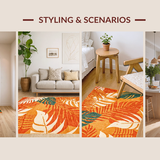 Ultra Soft Area Rug, Non Slip, Stain Resistant, Washable Area Rugs for Living Room, Bedroom, Quirky Colorful Retro Vibes(Orange)