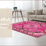 Ultra Soft Area Rug, Non Slip, Stain Resistant, Washable Area Rugs for Living Room, Bedroom, Preppy Textured Diamond Arrangement(Pink)