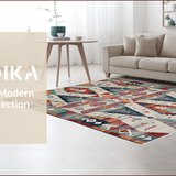 Ultra Soft Area Rug, Non Slip, Stain Resistant, Washable Area Rugs for Living Room, Bedroom, Vibrant Tribal Diamond Motif(Red)