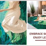 Ultra Soft Area Rug, Non Slip, Stain Resistant, Washable Area Rugs for Living Room, Bedroom, Playful Moss Green Abstract Design(Green)