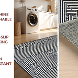 Ultra Soft Area Rug, Non Slip, Stain Resistant, Washable Area Rugs for Living Room, Bedroom, Modern Lattice Design Black and White Striped Area Rug for Stylish Spaces(Black)
