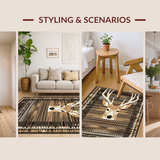 Ultra Soft Area Rug, Non Slip, Stain Resistant, Washable Area Rugs for Living Room, Bedroom, Modern Rustic Wildlife Themed Decor(Brown)