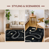 Ultra Soft Area Rug, Non Slip, Stain Resistant, Washable Area Rugs for Living Room, Bedroom, Stylish Monochrome Animal Print(Black)