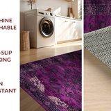 Ultra Soft Area Rug, Non Slip, Stain Resistant, Washable Area Rugs for Living Room, Bedroom, Elegant Distressed Oriental Motif(Purple)