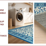 Ultra Soft Area Rug, Non Slip, Stain Resistant, Washable Area Rugs for Living Room, Bedroom, Chic Rustic Botanical Design(Blue)