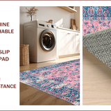 Ultra Soft Area Rug, Non Slip, Stain Resistant, Washable Area Rugs for Living Room, Bedroom, Charming Retro Floral Motif(Pink)