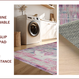 Ultra Soft Area Rug, Non Slip, Stain Resistant, Washable Area Rugs for Living Room, Bedroom, Faded Geometric Multicolor Elegance(Pink)