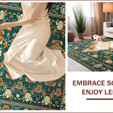 Ultra Soft Area Rug, Non Slip, Stain Resistant, Washable Area Rugs for Living Room, Bedroom, Lush Green Boho Artistry Pattern(Blue)