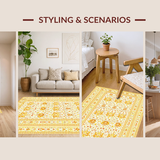 Ultra Soft Area Rug, Non Slip, Stain Resistant, Washable Area Rugs for Living Room, Bedroom, Elegant Subtle Floral Arrangement(Ivory)