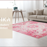 Ultra Soft Area Rug, Non Slip, Stain Resistant, Washable Area Rugs for Living Room, Bedroom, Chic Pastel Floral Elegance(Pink)