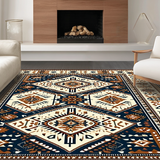 Ultra Soft Area Rug, Non Slip, Stain Resistant, Washable Area Rugs for Living Room, Bedroom, Rustic Geometric Medallion Aesthetic(Beige)