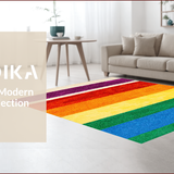 Ultra Soft Area Rug, Non Slip, Stain Resistant, Washable Area Rugs for Living Room, Bedroom, Vibrant Rainbow Stripe Plush Nursery Rug(Red)