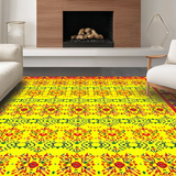 Ultra Soft Area Rug, Non Slip, Stain Resistant, Washable Area Rugs for Living Room, Bedroom, Bright Eclectic Circular Artistry(Yellow)