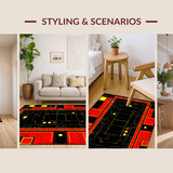 Ultra Soft Area Rug, Non Slip, Stain Resistant, Washable Area Rugs for Living Room, Bedroom, Sleek Futuristic Patterned Design(Red)