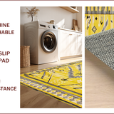 Ultra Soft Area Rug, Non Slip, Stain Resistant, Washable Area Rugs for Living Room, Bedroom, Tribal Yellow Diamond Motif(Yellow)