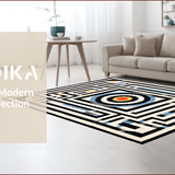 Ultra Soft Area Rug, Non Slip, Stain Resistant, Washable Area Rugs for Living Room, Bedroom, Vivid Geometric Fantasy Motif(Black)