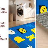 Ultra Soft Area Rug, Non Slip, Stain Resistant, Washable Area Rugs for Living Room, Bedroom, Colorful Educational Animal Motif(Blue)