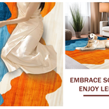 Ultra Soft Area Rug, Non Slip, Stain Resistant, Washable Area Rugs for Living Room, Bedroom, Radiant Fluid Color Harmony(Orange)