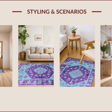 Ultra Soft Area Rug, Non Slip, Stain Resistant, Washable Area Rugs for Living Room, Bedroom, Contemporary Vintage Abstract Elements(Blue)