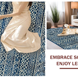 Ultra Soft Area Rug, Non Slip, Stain Resistant, Washable Area Rugs for Living Room, Bedroom, Contemporary Neutral Geometric Motif(Blue)