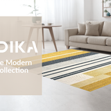 Ultra Soft Area Rug, Non Slip, Stain Resistant, Washable Area Rugs for Living Room, Bedroom, Sleek Modern Geometric Fusion(Gold)