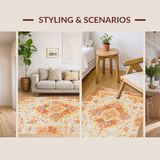 Ultra Soft Area Rug, Non Slip, Stain Resistant, Washable Area Rugs for Living Room, Bedroom, Elegant Boho Textured Design(Beige)