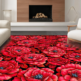 Ultra Soft Area Rug, Non Slip, Stain Resistant, Washable Area Rugs for Living Room, Bedroom, Chic Modern Rose Motif(Red)