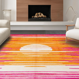Ultra Soft Area Rug, Non Slip, Stain Resistant, Washable Area Rugs for Living Room, Bedroom, Cheerful Kaleidoscopic Circle Arrangement(Orange)