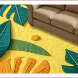 Ultra Soft Area Rug, Non Slip, Stain Resistant, Washable Area Rugs for Living Room, Bedroom, Tropical Monstera Bathroom Rug for Kids Rooms(Yellow)