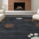 Ultra Soft Area Rug, Non Slip, Stain Resistant, Washable Area Rugs for Living Room, Bedroom, Sophisticated Graphite Paw Print Style(Black)