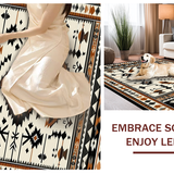 Ultra Soft Area Rug, Non Slip, Stain Resistant, Washable Area Rugs for Living Room, Bedroom, Artful Black and White Geometric Fusion(Black)