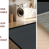 Ultra Soft Area Rug, Non Slip, Stain Resistant, Washable Area Rugs for Living Room, Bedroom, Rustic Minimalist Cut-Loop Texture(Black)