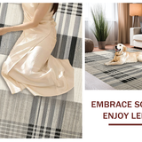 Ultra Soft Area Rug, Non Slip, Stain Resistant, Washable Area Rugs for Living Room, Bedroom, Chic Reversible Plaid Aesthetic(Gray)