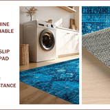 Ultra Soft Area Rug, Non Slip, Stain Resistant, Washable Area Rugs for Living Room, Bedroom, Elegant Faded Bedroom Non-Slip Soft Rug(Blue)