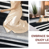 Ultra Soft Area Rug, Non Slip, Stain Resistant, Washable Area Rugs for Living Room, Bedroom, Bold Monochrome Striped Area Rug for Versatile Decor Accents(Black)