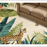 Ultra Soft Area Rug, Non Slip, Stain Resistant, Washable Area Rugs for Living Room, Bedroom, Tropical Flora Artistic Arrangement(Beige)