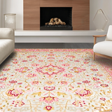 Ultra Soft Area Rug, Non Slip, Stain Resistant, Washable Area Rugs for Living Room, Bedroom, Graceful Soft Pink Curved Patterns(Pink)