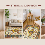 Ultra Soft Area Rug, Non Slip, Stain Resistant, Washable Area Rugs for Living Room, Bedroom, Abstract Colorful Floral Harmony(Yellow)