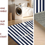 Ultra Soft Area Rug, Non Slip, Stain Resistant, Washable Area Rugs for Living Room, Bedroom, Contemporary Blue and Ivory Stripes(Blue)