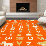 Ultra Soft Area Rug, Non Slip, Stain Resistant, Washable Area Rugs for Living Room, Bedroom, Brightly Designed Interactive Element(Orange)