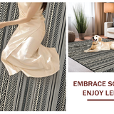 Ultra Soft Area Rug, Non Slip, Stain Resistant, Washable Area Rugs for Living Room, Bedroom, Trendy Minimalist Tribal Design Element(Black)