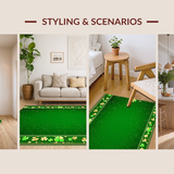 Lively Earthy Green Patterned Decor(Green)