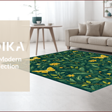 Ultra Soft Area Rug, Non Slip, Stain Resistant, Washable Area Rugs for Living Room, Bedroom, Whimsical Nature-Inspired Butterfly Motif(Green)